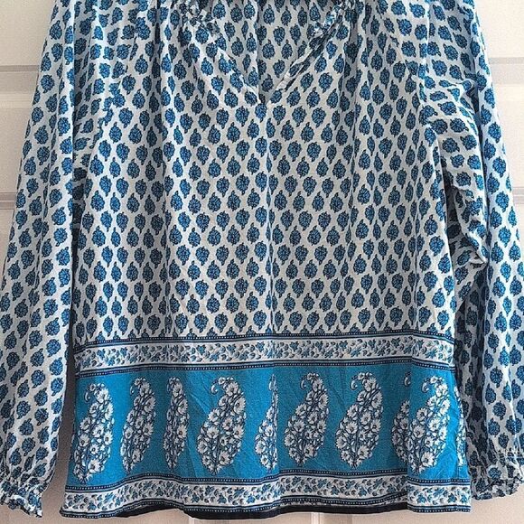 J. Crew Cotton Block Print Artist Blouse Top Size L - Picture 8 of 13